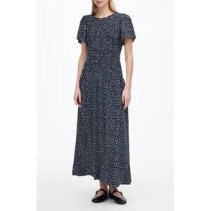 NWT! Madewell Smocked Midi Dress in Tossed Dot Flat Crepenavy Size 2